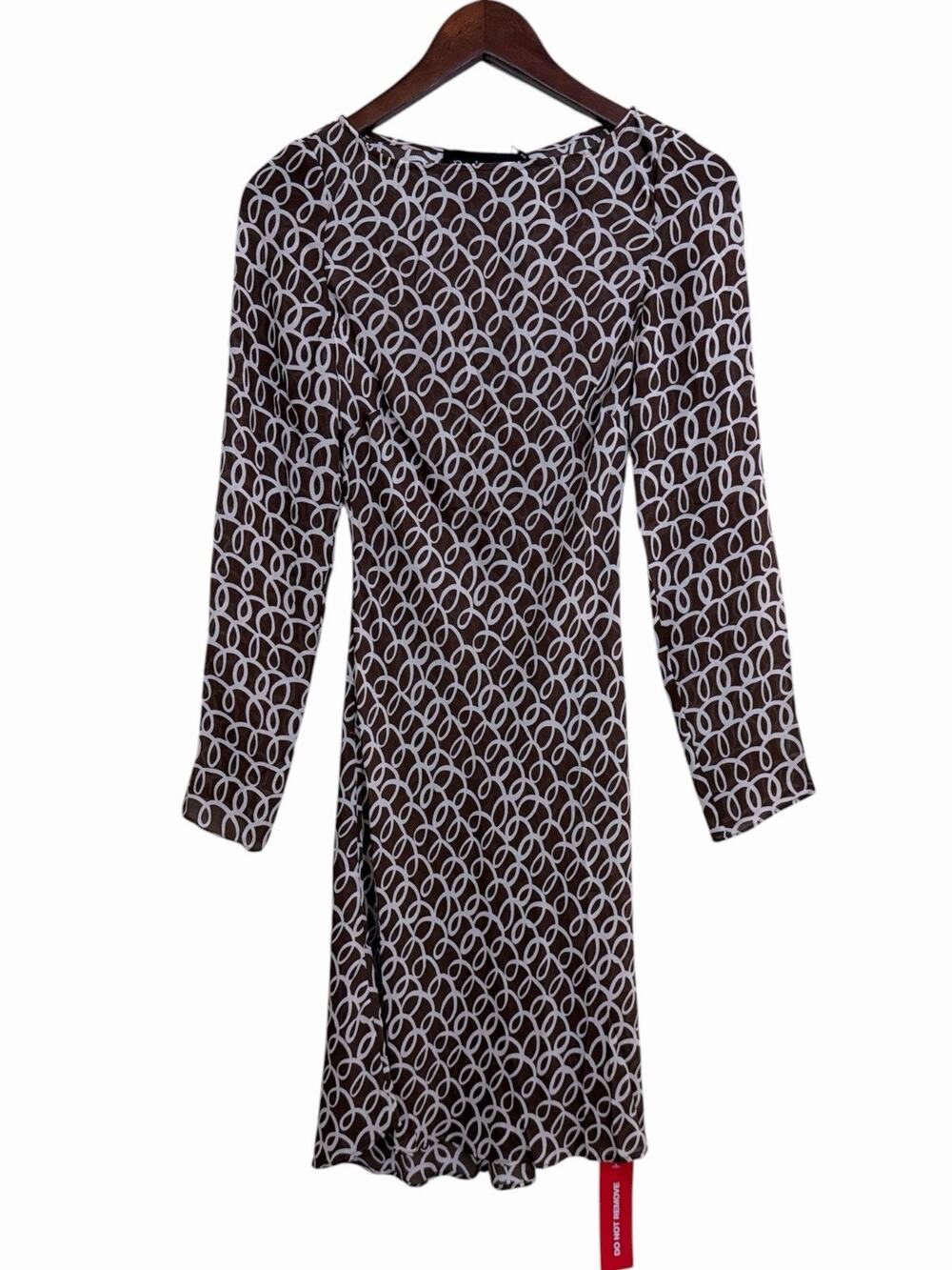 Realisation Silk Par The Rainey in Landline Brown Dress XS NWT (Flaw)